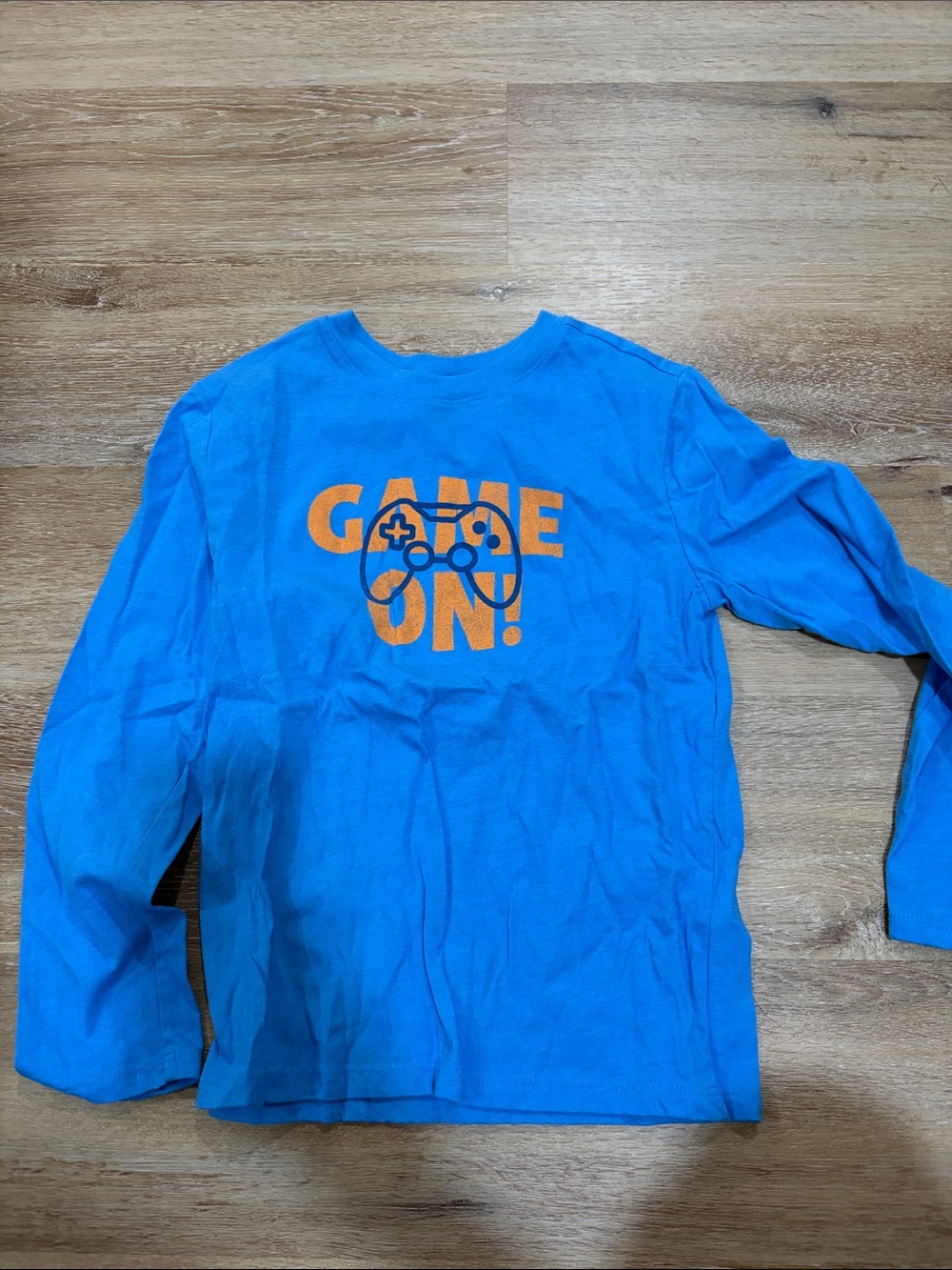 Cat & Jack Blue Long Sleeve Tee with Orange "GAME ON" Graphic